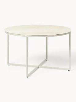 Mesas De Centro|Mesas De Centro>Westwing Collection Mesa de centro redonda con tablero de vidrio en look travertino Antigua Aspecto travertino beige, beige claro mate