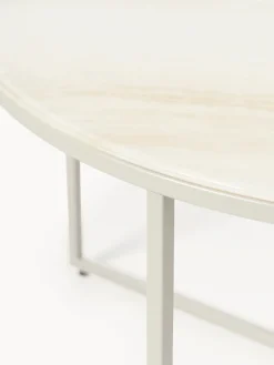 Mesas De Centro|Mesas De Centro></noscript>Westwing Collection Mesa de centro redonda con tablero de vidrio en look travertino Antigua Aspecto travertino beige, beige claro mate