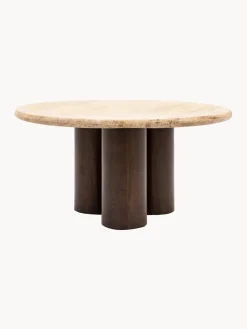 Clearance Mesa de centro redonda con tablero de travertino Trevi, Ø 75 cm Mesas De Centro|Mesas De Centro