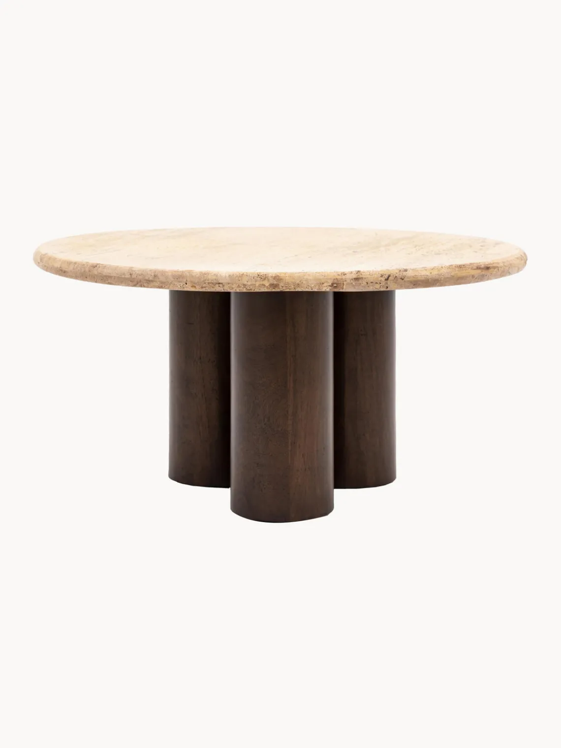 Clearance Mesa de centro redonda con tablero de travertino Trevi, Ø 75 cm Mesas De Centro|Mesas De Centro