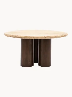 Clearance Mesa de centro redonda con tablero de travertino Trevi, Ø 75 cm Mesas De Centro|Mesas De Centro