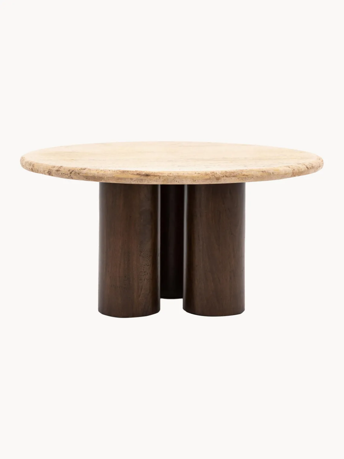 Clearance Mesa de centro redonda con tablero de travertino Trevi, Ø 75 cm Mesas De Centro|Mesas De Centro