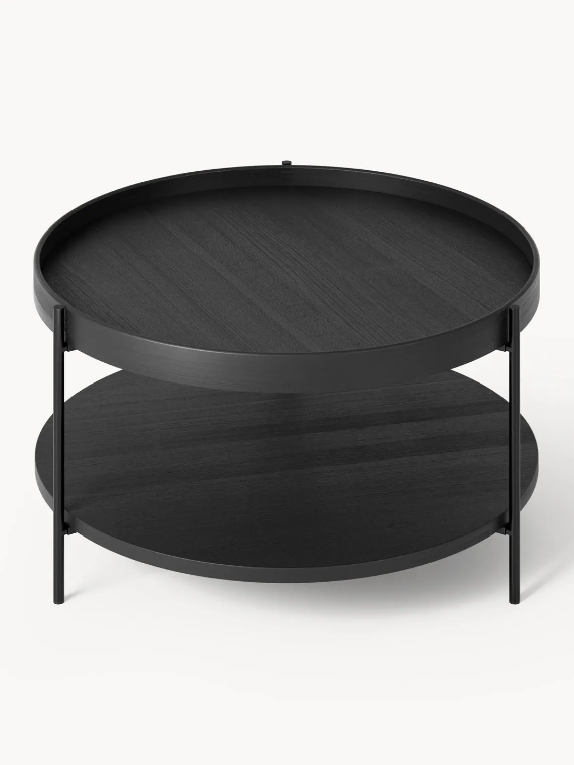 Mesas De Centro|Mesas De Centro>Westwing Collection Mesa de centro redonda de madera Renee Aspecto mármol blanco, madera de roble lacada en negro