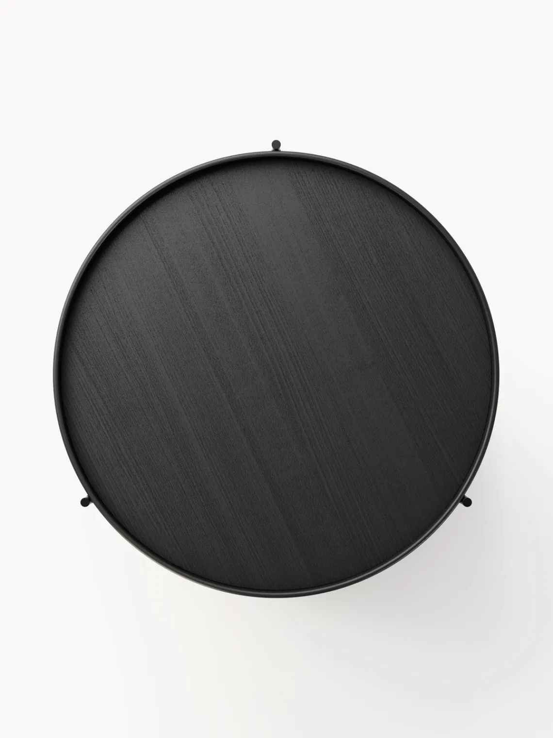 Mesas De Centro|Mesas De Centro>Westwing Collection Mesa de centro redonda de madera Renee Aspecto mármol blanco, madera de roble lacada en negro