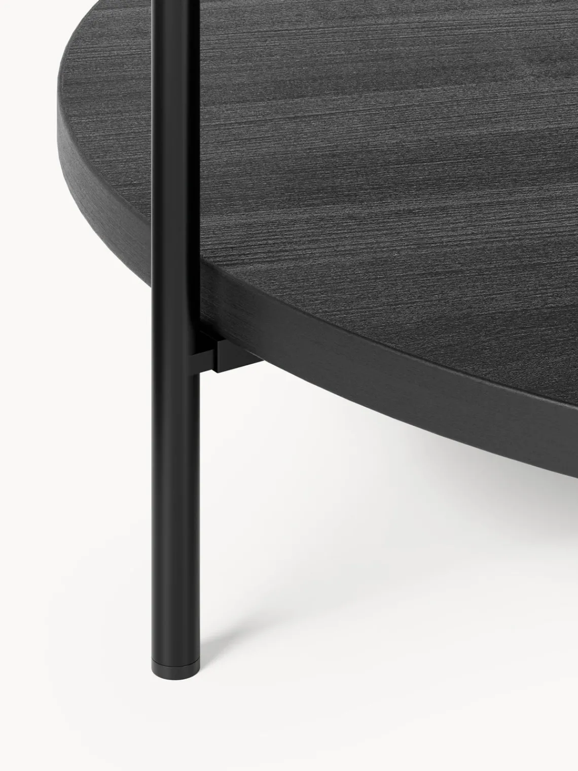 Mesas De Centro|Mesas De Centro>Westwing Collection Mesa de centro redonda de madera Renee Aspecto mármol blanco, madera de roble lacada en negro