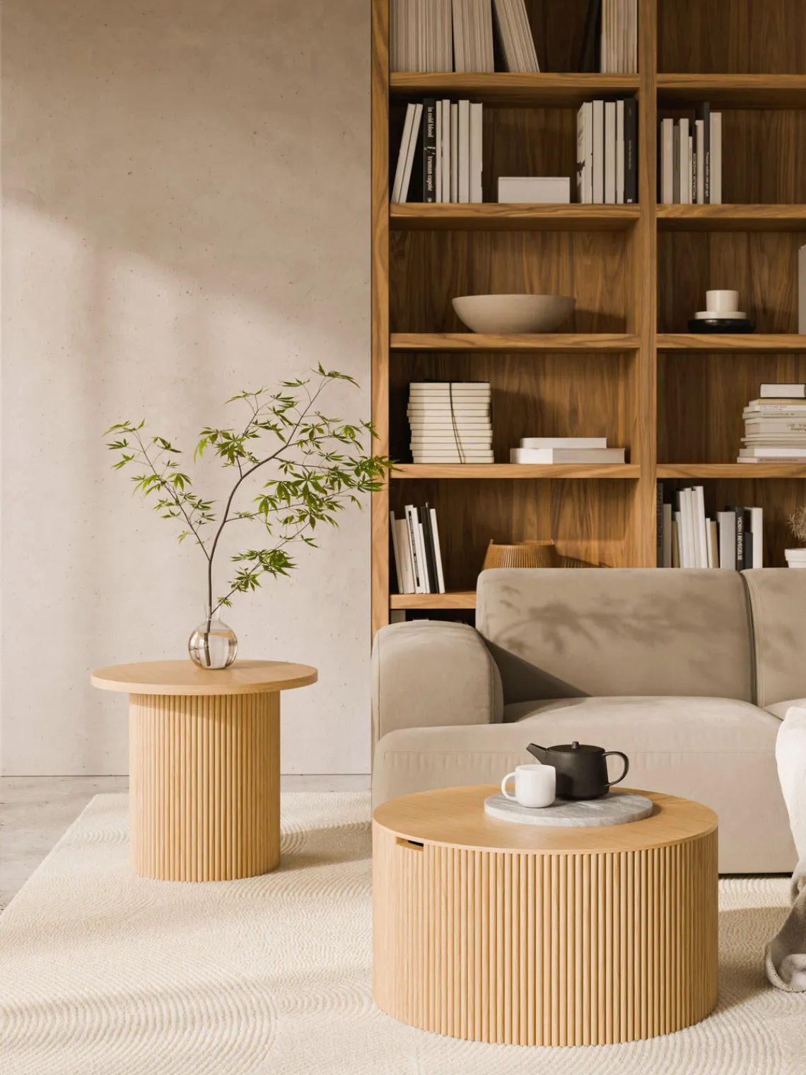 Discount Mesa de centro redonda de madera Nele, con espacio de almacenamiento Mesas De Centro|Mesas De Centro