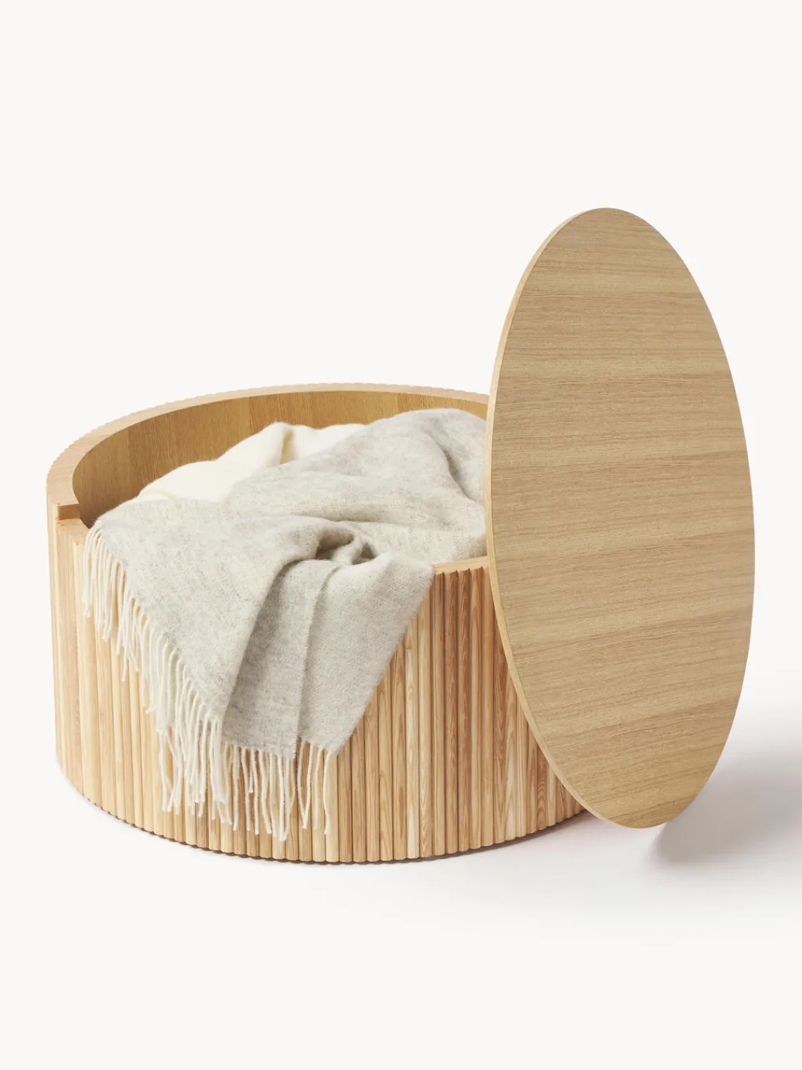 Discount Mesa de centro redonda de madera Nele, con espacio de almacenamiento Mesas De Centro|Mesas De Centro