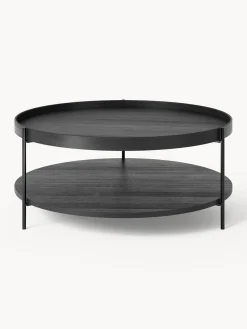 Mesas De Centro|Mesas De Centro>Westwing Collection Mesa de centro redonda de madera Renee Aspecto mármol blanco, madera de roble, marrón pintado