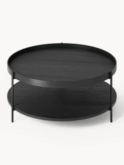 Mesas De Centro|Mesas De Centro></noscript>Westwing Collection Mesa de centro redonda de madera Renee Aspecto mármol blanco, madera de roble, marrón pintado