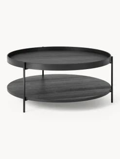 Mesas De Centro|Mesas De Centro></noscript>Westwing Collection Mesa de centro redonda de madera Renee Aspecto mármol blanco, madera de roble, marrón pintado