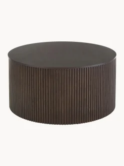 Mesas De Centro|Mesas De Centro>Westwing Collection Mesa de centro redonda de madera con espacio de almacenamiento Nele Madera lacada en marrón oscuro