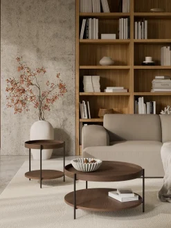 Mesas De Centro|Mesas De Centro>Westwing Collection Mesa de centro redonda de madera Renee Madera de nogal