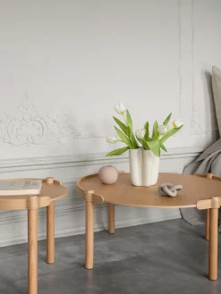 Outlet Mesa de centro redonda de madera de roble Woody Mesas De Centro|Mesas De Centro