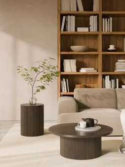 Mesas De Centro|Mesas De Centro>Westwing Collection Mesa de centro redonda de madera Nele Madera, marrón oscuro pintado