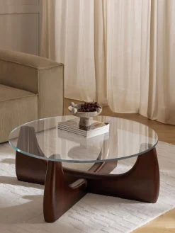 Mesas De Centro|Mesas De Centro>Westwing Collection Mesa de centro redonda de madera con tablero de vidrio Miya