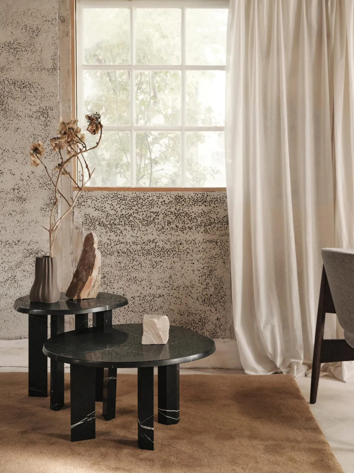 Mesas De Centro|Mesas De Centro>Ferm Living Mesa de centro redonda de mármol Taula Mármol negro