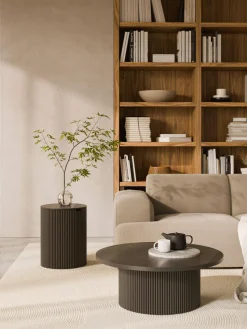 Mesas De Centro|Mesas De Centro>Westwing Collection Mesa de centro redonda de madera Nele Negro