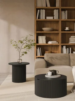 Online Mesa de centro redonda de madera con espacio de almacenamiento Nele Mesas De Centro|Mesas De Centro