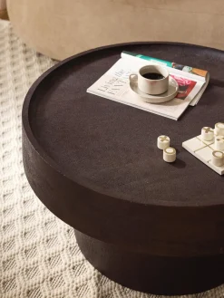 Mesas De Centro|Mesas De Centro></noscript>Westwing Collection Mesa de centro redonda de madera de mango Benno Madera de mango lacada en marrón oscuro