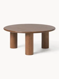 Mesas De Centro|Mesas De Centro>Westwing Collection Mesa de centro redonda de madera de roble Didi Madera de roble lacada en marrón oscuro