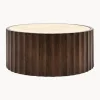 Clearance Mesa de centro redonda de madera de mango con tablero de travertino Cascia Mesas De Centro|Mesas De Centro