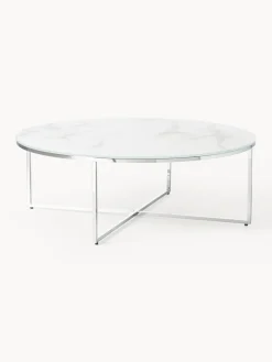 Hot Mesa de centro redonda grande con tablero de vidrio en look mármol Antigua Mesas De Centro|Mesas De Centro