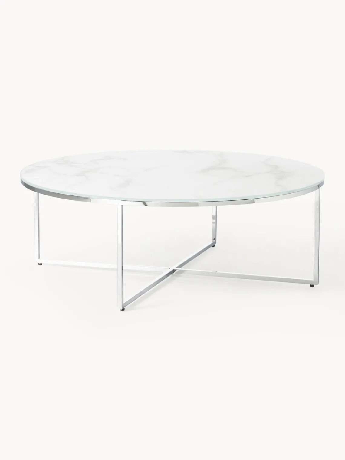 Hot Mesa de centro redonda grande con tablero de vidrio en look mármol Antigua Mesas De Centro|Mesas De Centro