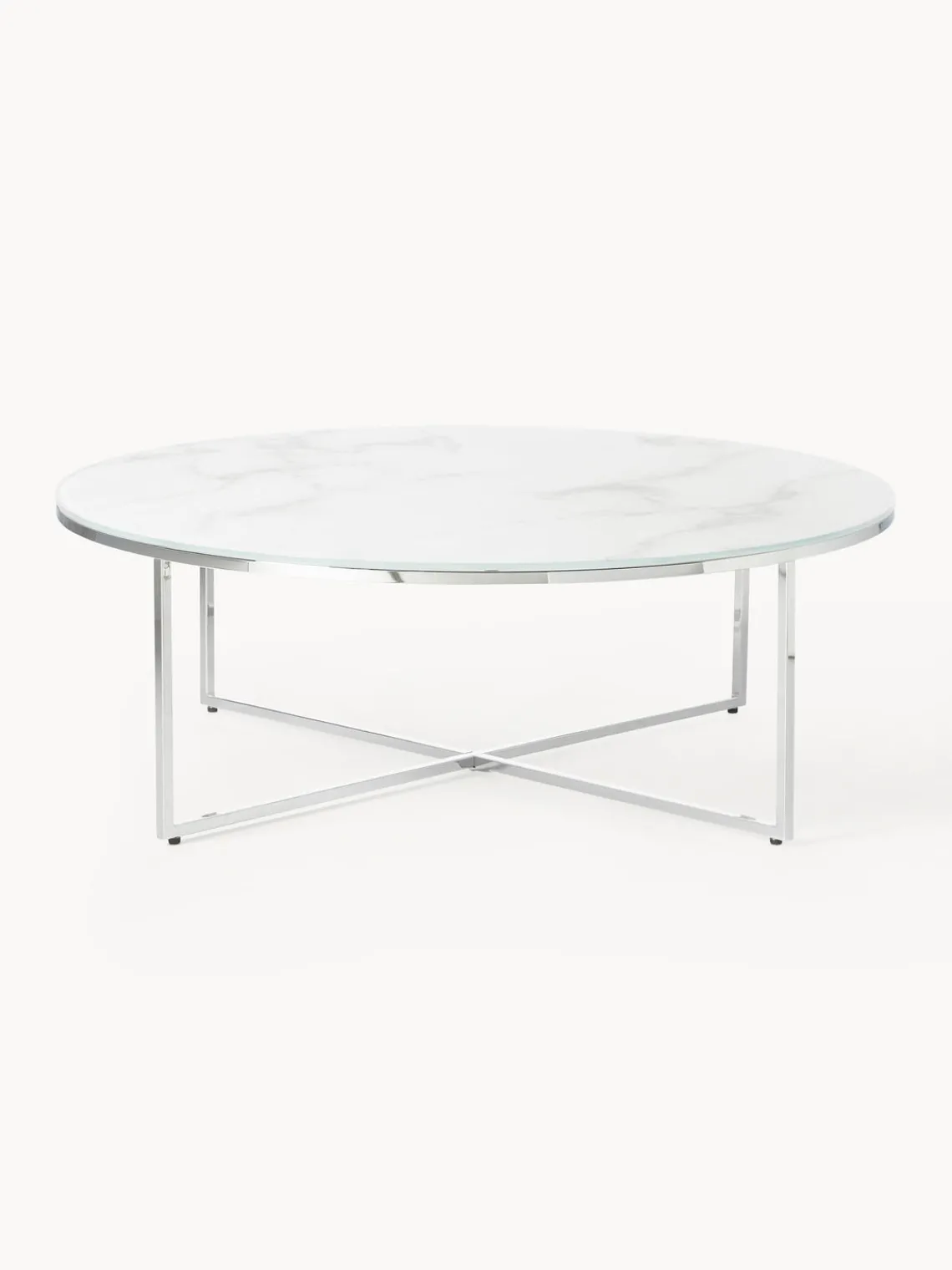 Hot Mesa de centro redonda grande con tablero de vidrio en look mármol Antigua Mesas De Centro|Mesas De Centro