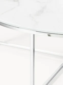 Hot Mesa de centro redonda grande con tablero de vidrio en look mármol Antigua Mesas De Centro|Mesas De Centro