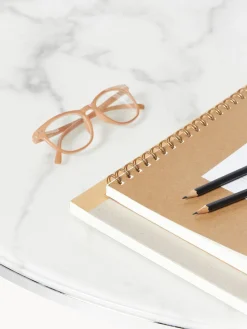 Hot Mesa de centro redonda grande con tablero de vidrio en look mármol Antigua Mesas De Centro|Mesas De Centro