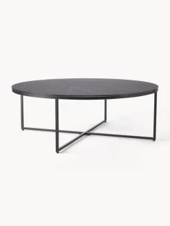 Hot Mesa de centro redonda grande con tablero de vidrio en look mármol Antigua Mesas De Centro|Mesas De Centro