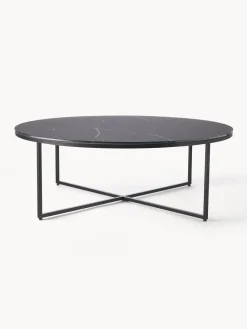 Hot Mesa de centro redonda grande con tablero de vidrio en look mármol Antigua Mesas De Centro|Mesas De Centro