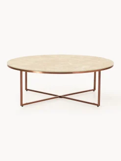 Mesa de centro redonda grande Antigua, tablero de vidrio en aspecto mármol Mesas De Centro|Mesas De Centro