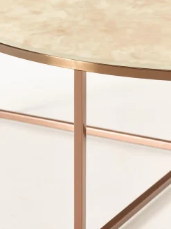 Mesa de centro redonda grande Antigua, tablero de vidrio en aspecto mármol Mesas De Centro|Mesas De Centro