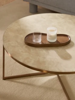 Mesa de centro redonda grande Antigua, tablero de vidrio en aspecto mármol Mesas De Centro|Mesas De Centro