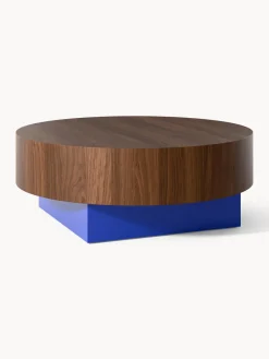 Mesas De Centro|Mesas De Centro>Westwing Collection Mesa de centro redonda Rylan Madera de nogal, azul real