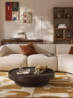 Mesas De Centro|Mesas De Centro>Westwing Collection Mesa de centro redonda XL de madera de mango Benno Madera de mango lacada en oscuro