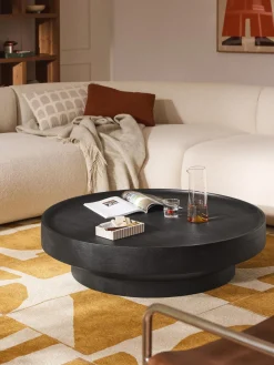 Mesas De Centro|Mesas De Centro>Westwing Collection Mesa de centro redonda XL de madera de mango Benno Madera de mango lacada en negro