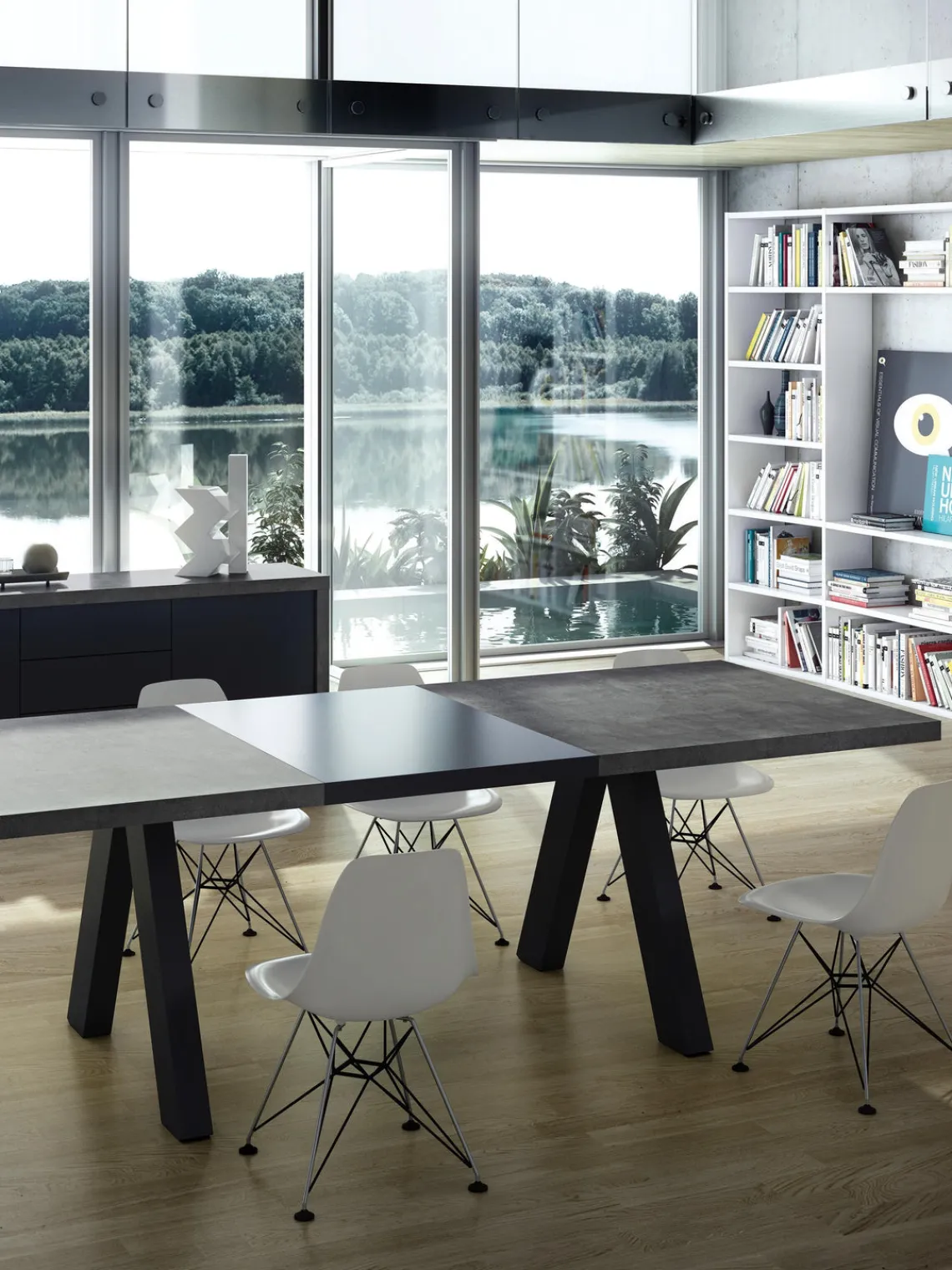Mesa de comedor extensible en look cemento Apex, 200-250 x 100 cm Mesas De Comedor|Mesas De Comedor