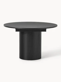 Mesas De Comedor|Mesas De Comedor>Westwing Collection Mesa de comedor extensible acanalada Filo, 120 - 160 x 75 cm Madera de roble lacada en negro