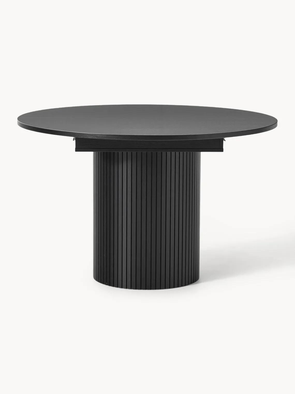 Mesas De Comedor|Mesas De Comedor>Westwing Collection Mesa de comedor extensible acanalada Filo, 120 - 160 x 75 cm Madera de roble lacada en negro