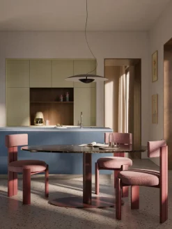 Mesas De Comedor|Mesas De Comedor>Westwing Collection Mesa de comedor ovalada de mármol Miley, tamaños diferentes Rojo vino veteado