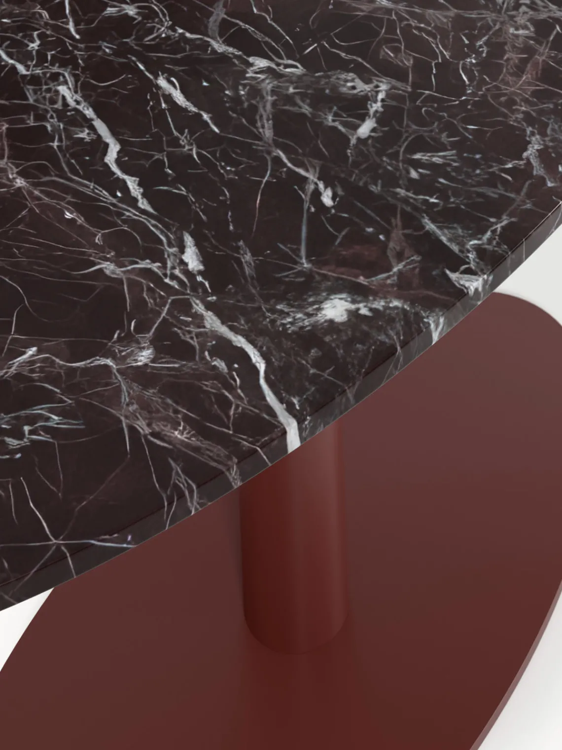 Mesas De Comedor|Mesas De Comedor>Westwing Collection Mesa de comedor ovalada de mármol Miley, tamaños diferentes Rojo vino veteado