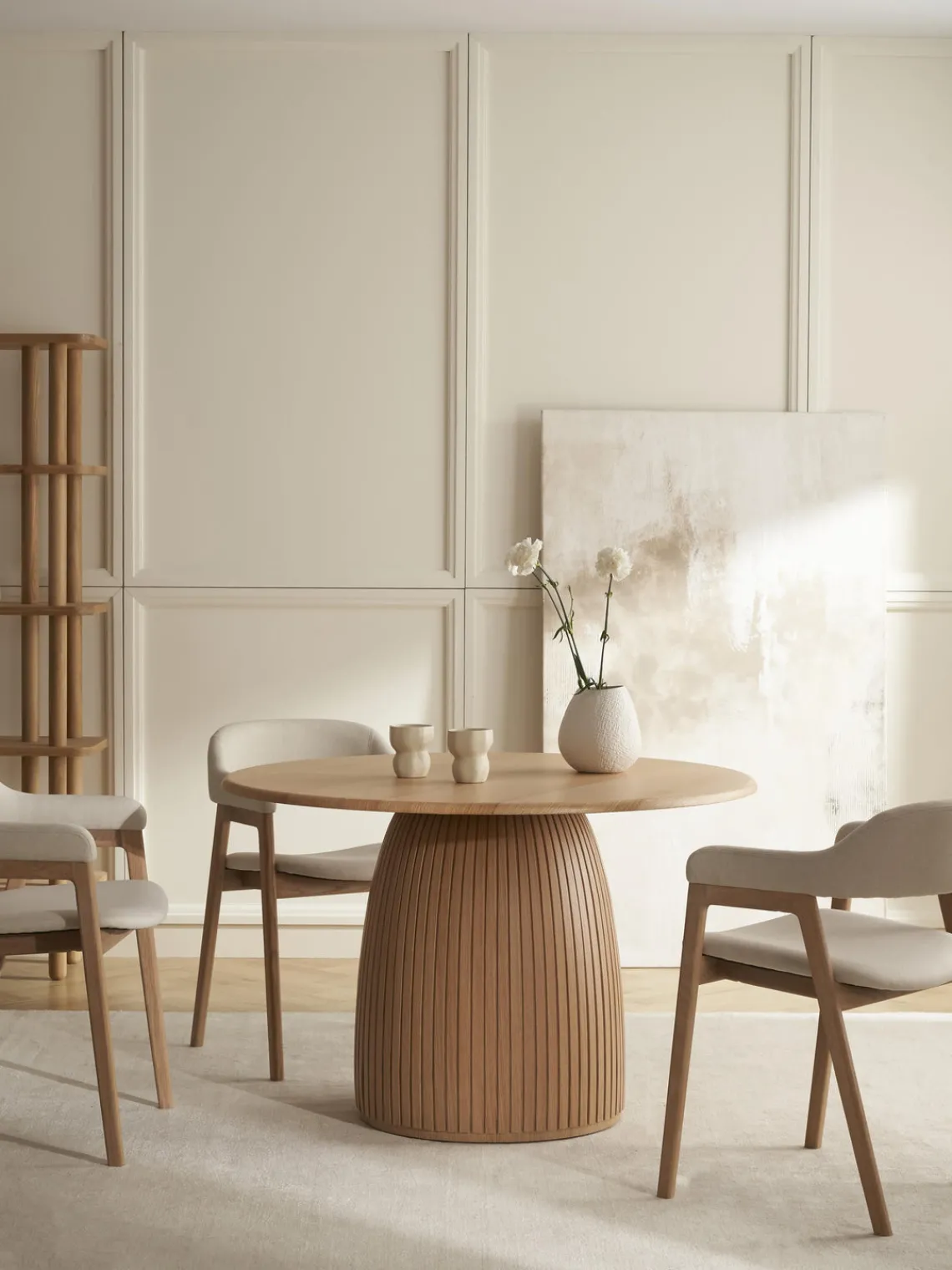 Hot Mesa de comedor redonda con estructura estriada Nelly, tamaños diferentes Mesas De Comedor|Mesas De Comedor