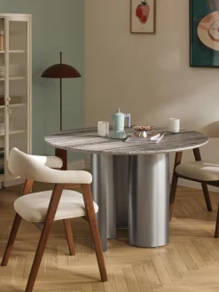 Mesas De Comedor|Mesas De Comedor>Westwing Collection Mesa de comedor redonda con tablero de mármol Noam Mármol beige claro