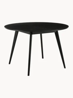 Mesas De Comedor|Mesas De Comedor>Rowico Home Mesa de comedor redonda de madera de caucho Yumi, Ø 115 cm Madera de caucho lacada en negro