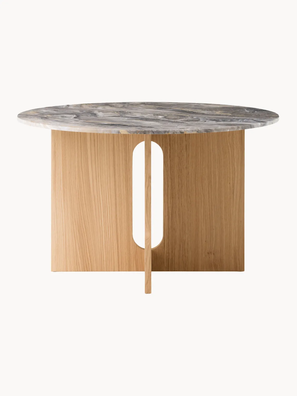 Mesas De Comedor|Mesas De Comedor>Audo Copenhagen Mesa de comedor redonda de mármol Androgyne, Ø 120 cm Mármol gris, madera de roble clara