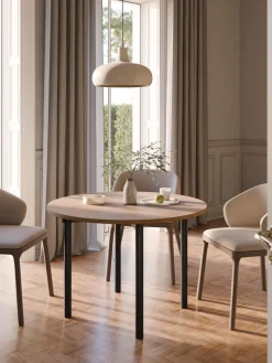 Mesas De Comedor|Mesas De Comedor>Westwing Collection Mesa de comedor redonda Mavi, tamaños diferentes Madera de roble, negro