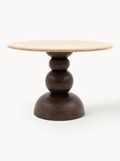 New Mesa de comedor redonda Sculpt con tablero de travertino, Ø 110 cm Mesas De Comedor|Mesas De Comedor