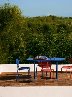 Mesas De Jardín|Mesas De Jardí­N>Westwing Collection Mesa de jardín ovalada Kumi, tamaños diferentes Azul real